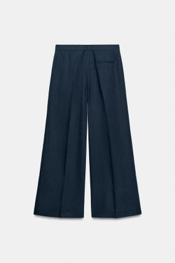 ZARA БРЮКИ ПРЯМОГО КРОЯ С ЗАЩИПАМИ — ZW COLLECTION, МОРСКОЙ СИНИЙ