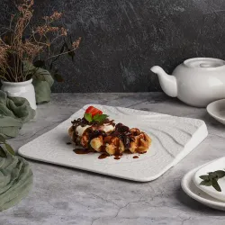 Тарелка 25*25 см h2,8/1 см квадратная борт лесенка Oyster белая фарфор P.L. Proff Cuisine [6]