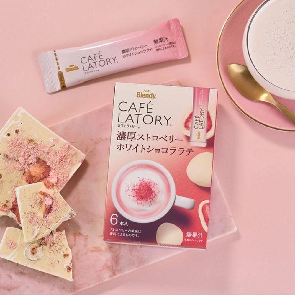 Растворимый Латте с клубникой и белым шоколадом Blendy Stick Café Latory