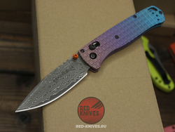 Нож Benchmade 535 Bugout Frag Titanium Damascus A+++ - разноцветный титан, клинок дамаск