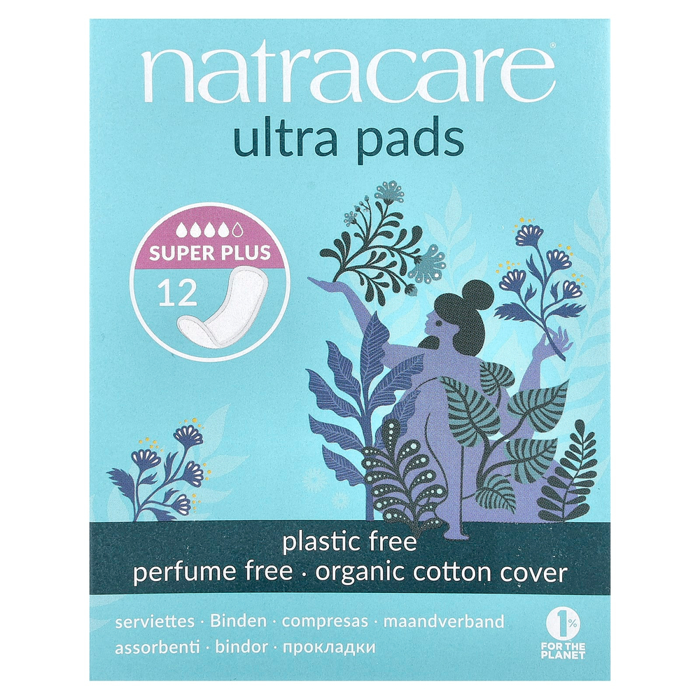 Natracare, Ultra, прокладки с поверхностью из органического хлопка, Super Plus, 12 штук