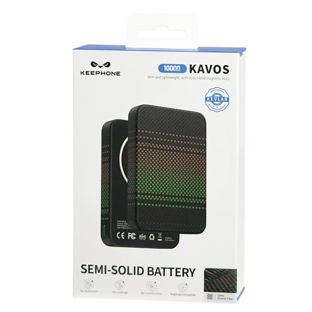 Powerbank магнитный с MagSafe Keephone Kavos Semi-Solid Battery 10000mAh черно-зеленый