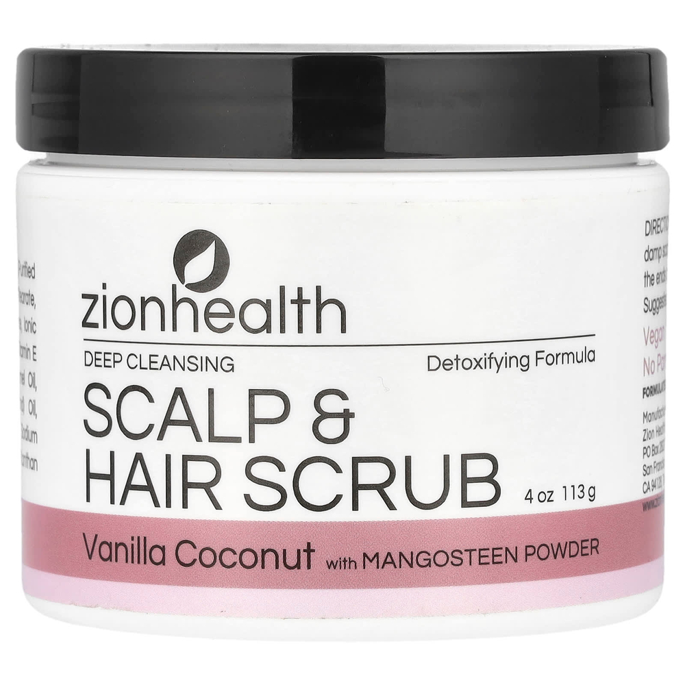 Zion Health, Глубоко очищающий скраб для кожи головы и волос, ваниль и кокос, 113 г (4 унции)