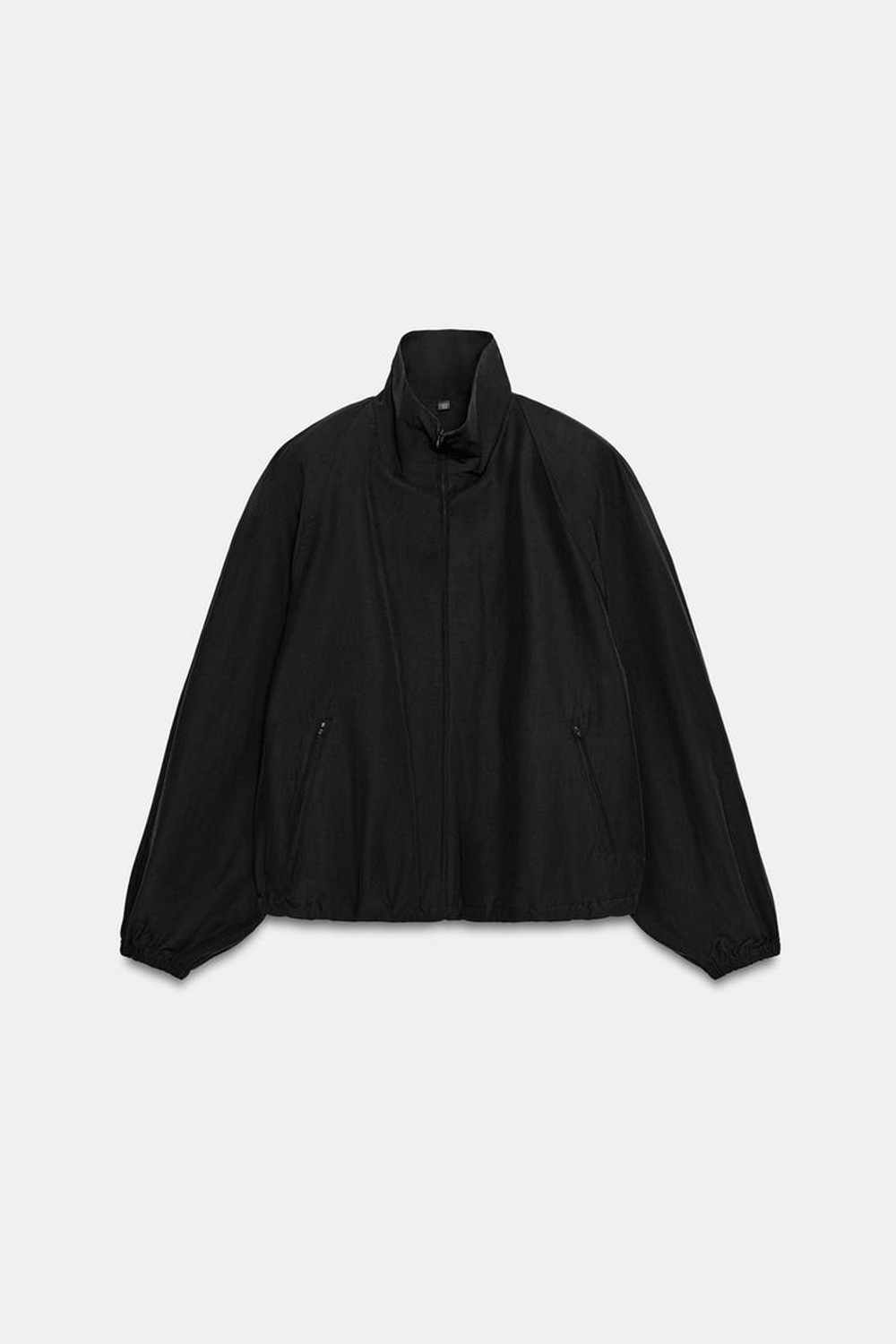 ZARA КУРТКА ИЗ ТЕХНИЧЕСКОЙ ТКАНИ С ПОДПЛЕЧНИКАМИ, ЧЕРНЫЙ