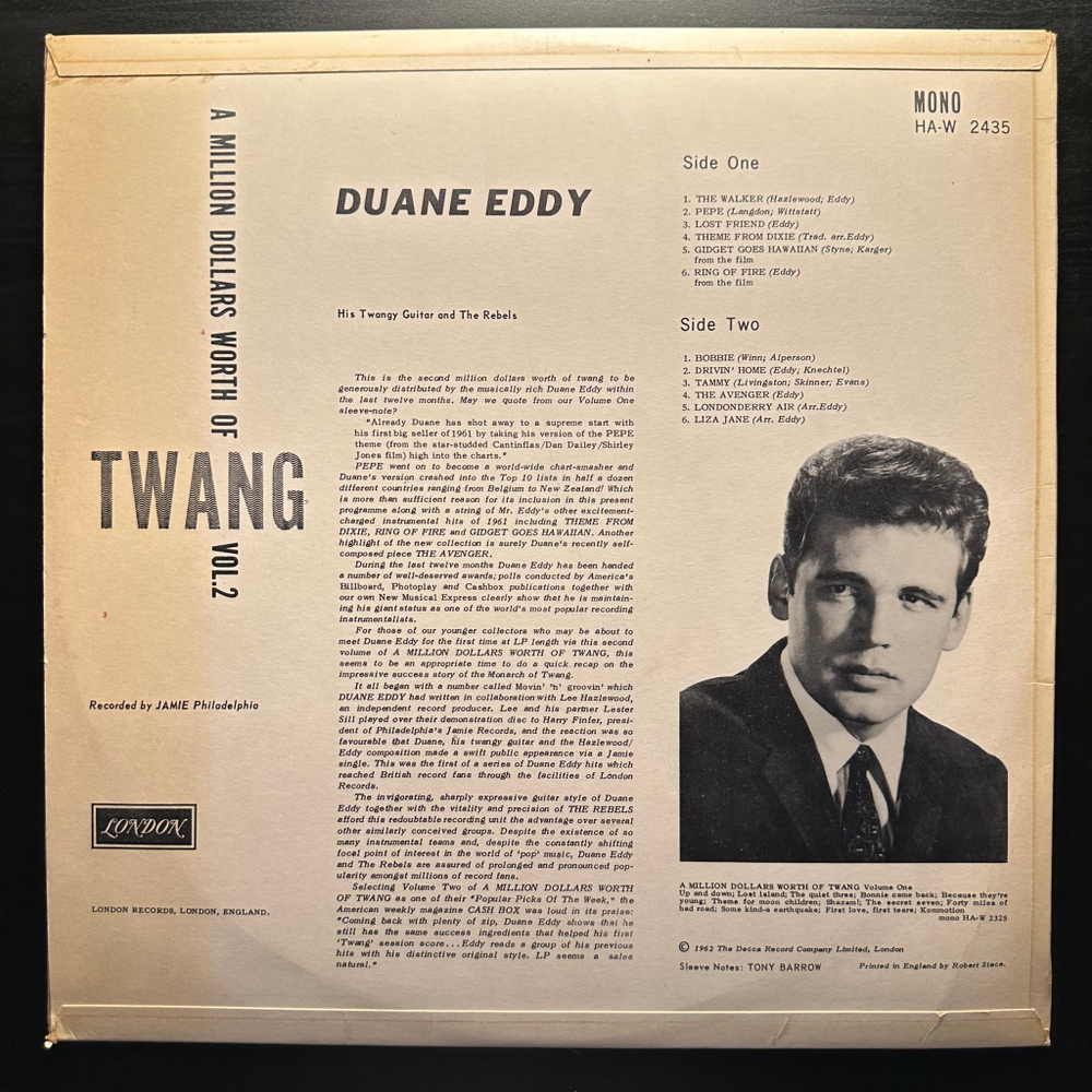 Duane Eddy & His "Twangy" Guitar And The Rebels - A Million Dollars Worth Of Twang Vol.2 (Англия 1967г.)