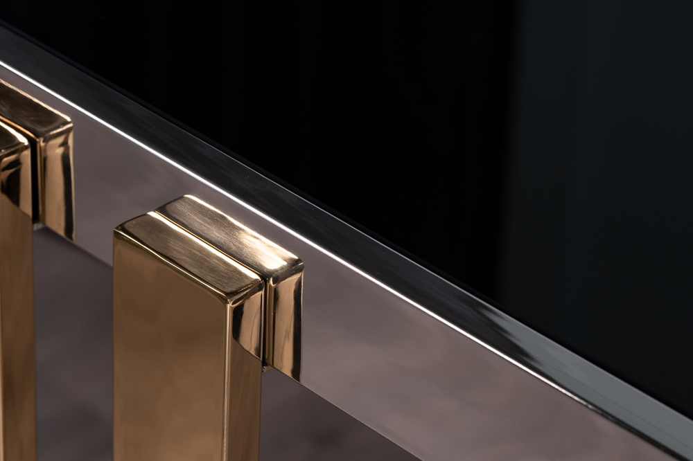 Консоль Garda Decor черное стекло, хром+золото 120*40*78 см