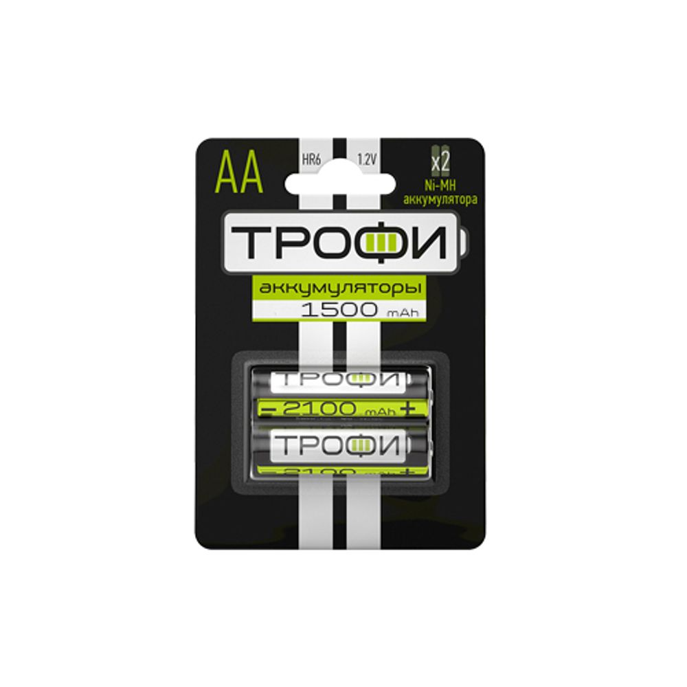 Аккумуляторы NiMH (никель-металлгидридные) Трофи HR6-2BL 1500mAh GREEN POWER | Аккумуляторы