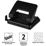 Дырокол до 20л, Спейс, металлический, с линейкой, черный