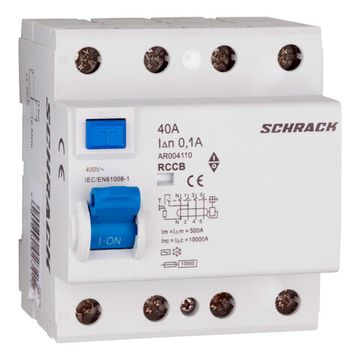 УЗО Schrack Technik 4P 40A 100mA тип AC 10kA Amparo AR004110-- (ВДТ)