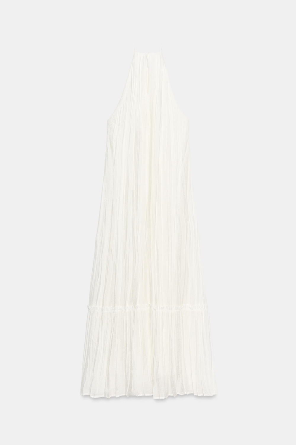 ПЛАТЬЕ МИДИ ИЗ ЖАТОЙ ТКАНИ С БУСИНАМИ — ZARA