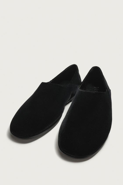 ZARA ЛОФЕРЫ С БАРХАТНЫМ ЭФФЕКТОМ, ЧЕРНЫЙ