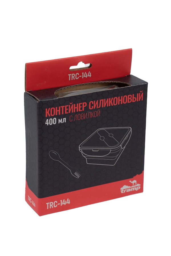 Контейнер силиконовый с ловилкой 400 мл.TRC-145 TRAMP оливковый