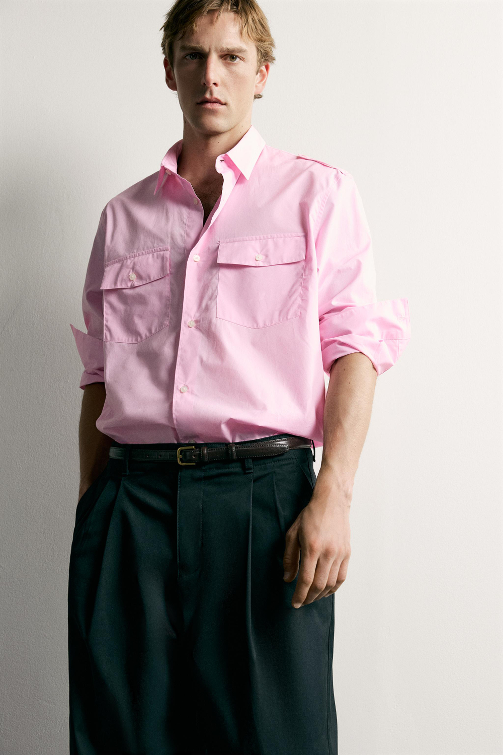 РУБАШКА RELAXED FIT С ХЛЯСТИКАМИ — ZARA