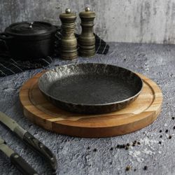 Сковорода для подачи 20 см h2,5 см круглая без ручки "Vintage Blued" углерод. сталь ИНДУКЦИЯ P.L.