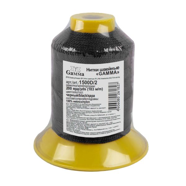 Нитки обувные Gamma 1500D/2, 183 м, (200 ярд), черный