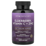 Viva Naturals, бузина, витамин C, цинк и имбирь, 60 капсул