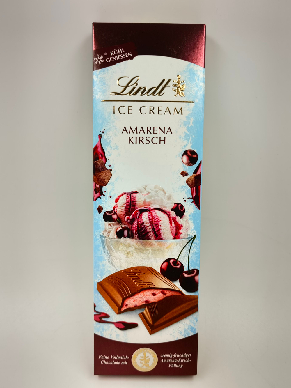 Lindt Ice Cream Молочный шоколад Amarena Kirsch с вишневой начинкой, 100 г (Германия)
