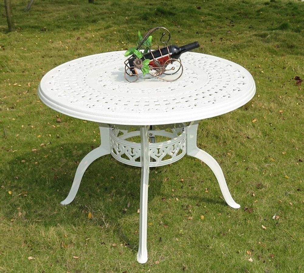 Белый стол из литого алюминия Gera 100 White