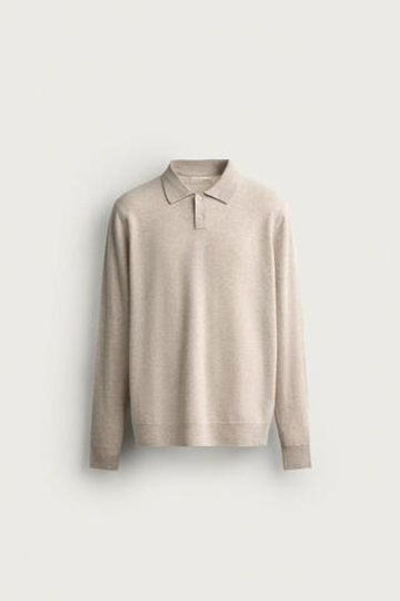 ZARA ТРИКОТАЖНОЕ ПОЛО ИЗ СМЕСОВОЙ ШЕРСТИ, ЭКРЮ