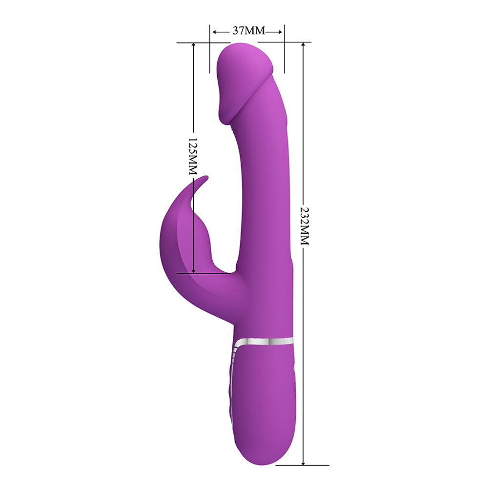 Фиолетовый вибратор-кролик 23,2см с фингерингом Pretty Love Twinkled Tenderness Kampas Flicking Vibrator Rabbit BW-500025-3