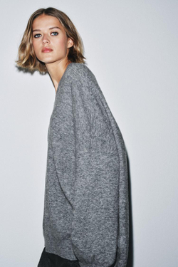ZARA ШЕРСТЯНОЙ СВИТЕР ОВЕРСАЙЗ, СЕРЫЙ МЕЛАНЖ