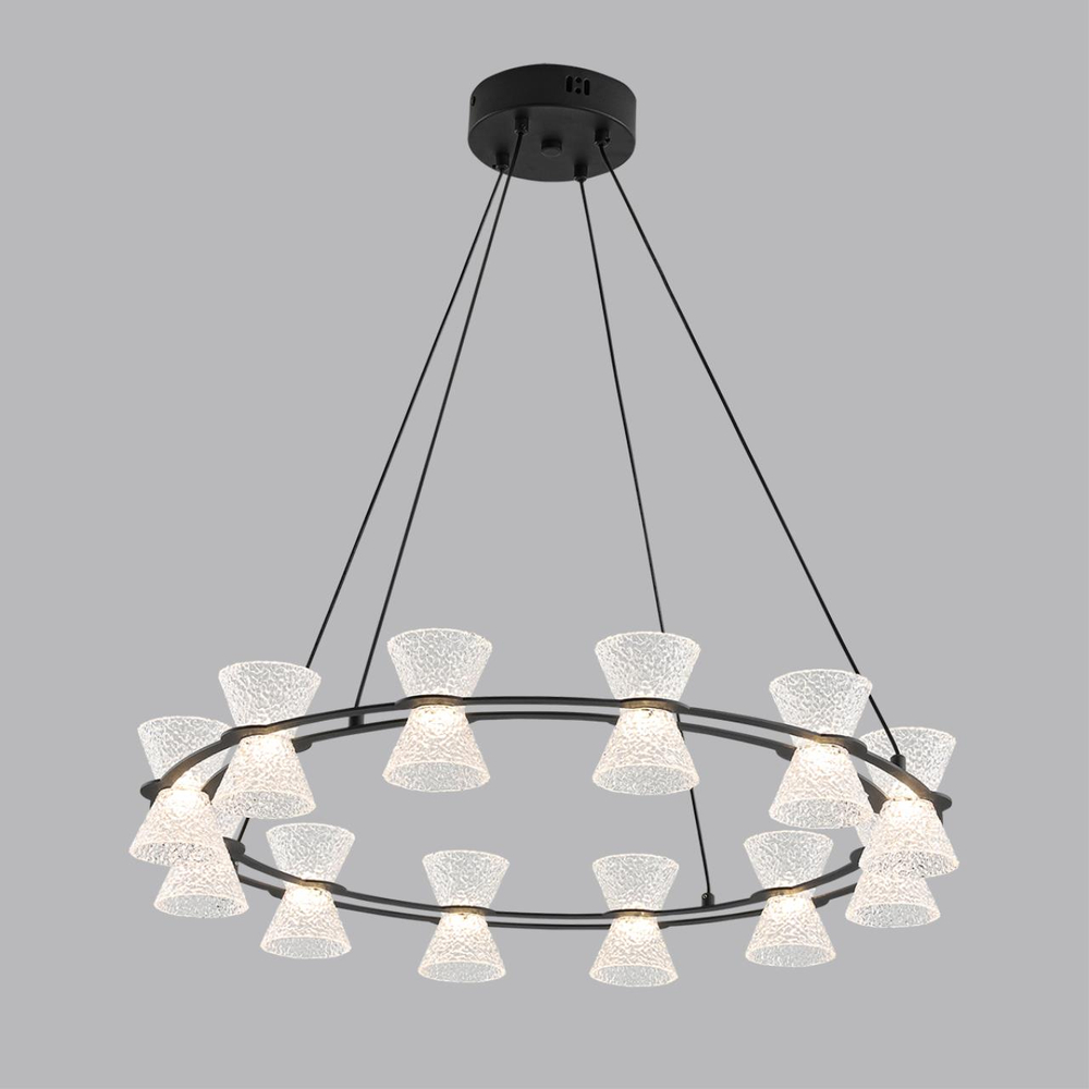8341/42L LEDIO LN26 228 черный/прозрачный металл/акрил Люстра подвесная LED 42W 3000K 220V VINORA