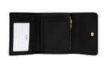 COACH Trifold Wallet Canvas With Leather Card Holder, Wallet Small Women"s Brown & Black
