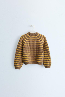 ZARA ZARA TIMELESS – ТРИКОТАЖНЫЙ СВИТЕР В ПОЛОСКУ ИЗ ХЛОПКА И ШЕРСТИ, ОХРА