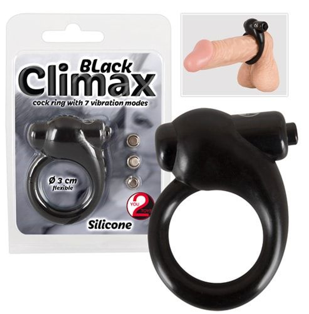 Виброкольцо для пениса Black Climax (Цвет: черный)