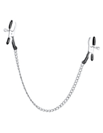 Зажимы на соски с цепочкой Alligator Nipple Clamps (Цвет: серебряный с черным)