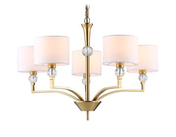 Подвесная люстра с абажурами и хрусталем 5*Е14 LH71131/5 BS/WH латунь/белый High Light Classic Ambrella
