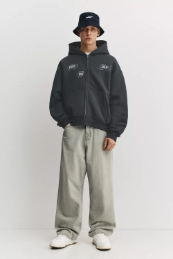 PULL&BEAR Толстовка с капюшоном Dan Da Dan, темно-серый