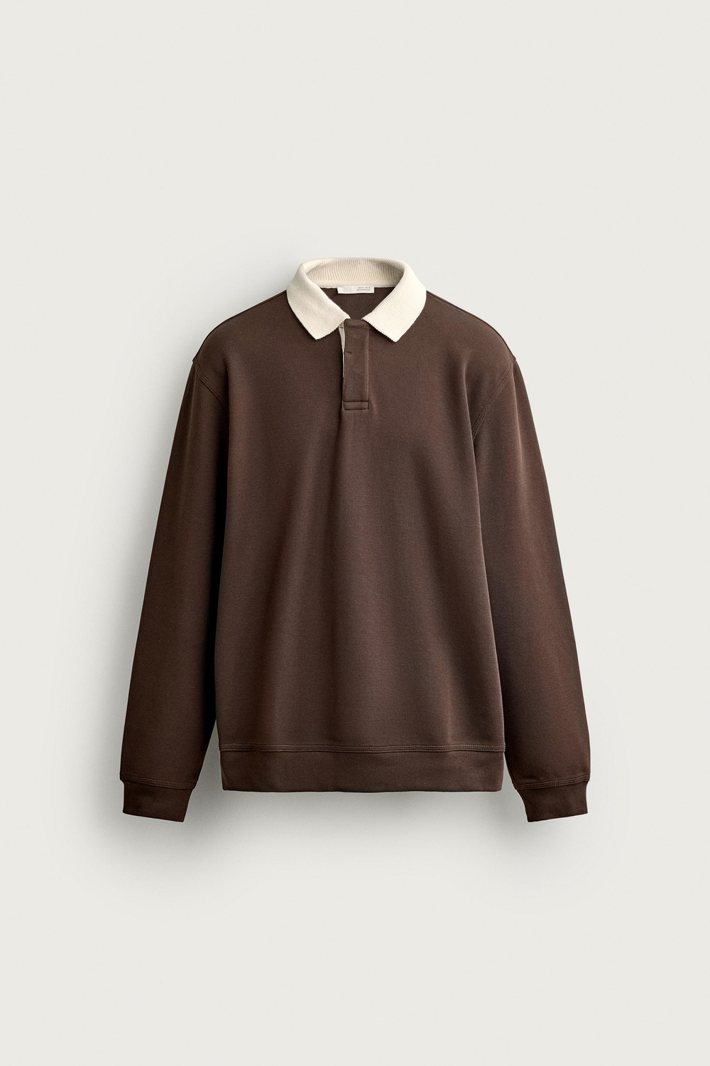 ZARA ПОЛО В ПОЛОСКУ ИЗ ПИКЕ RELAXED FIT, КОРИЧНЕВЫЙ
