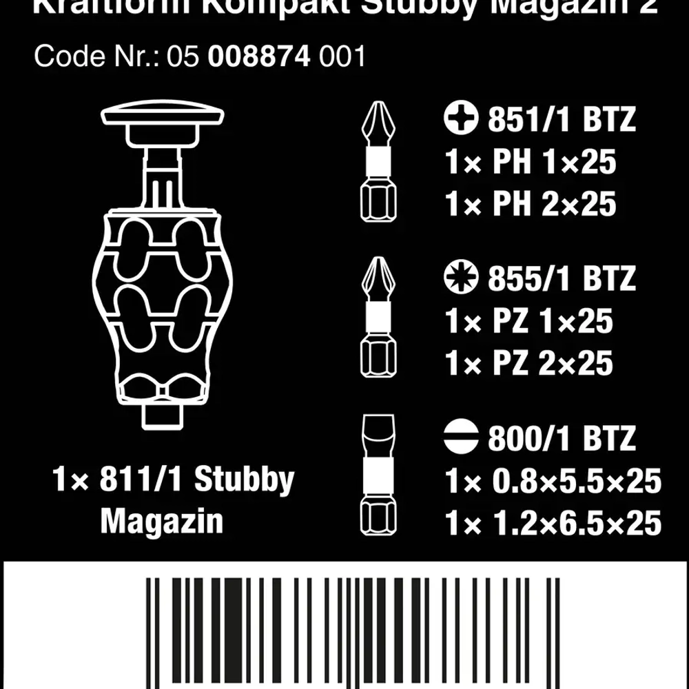Набор Kraftform Kompakt Stubby магазин 2, 6 предметов WERA 05008874001