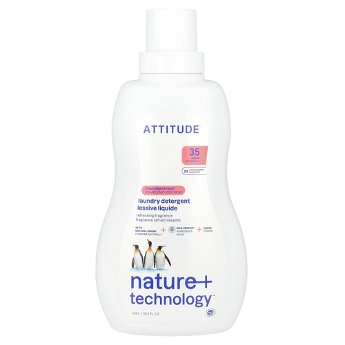 ATTITUDE, Средство для стирки, розовый грейпфрут, 35 загрузок, 1,05 л (35,5 жидк. унц.)