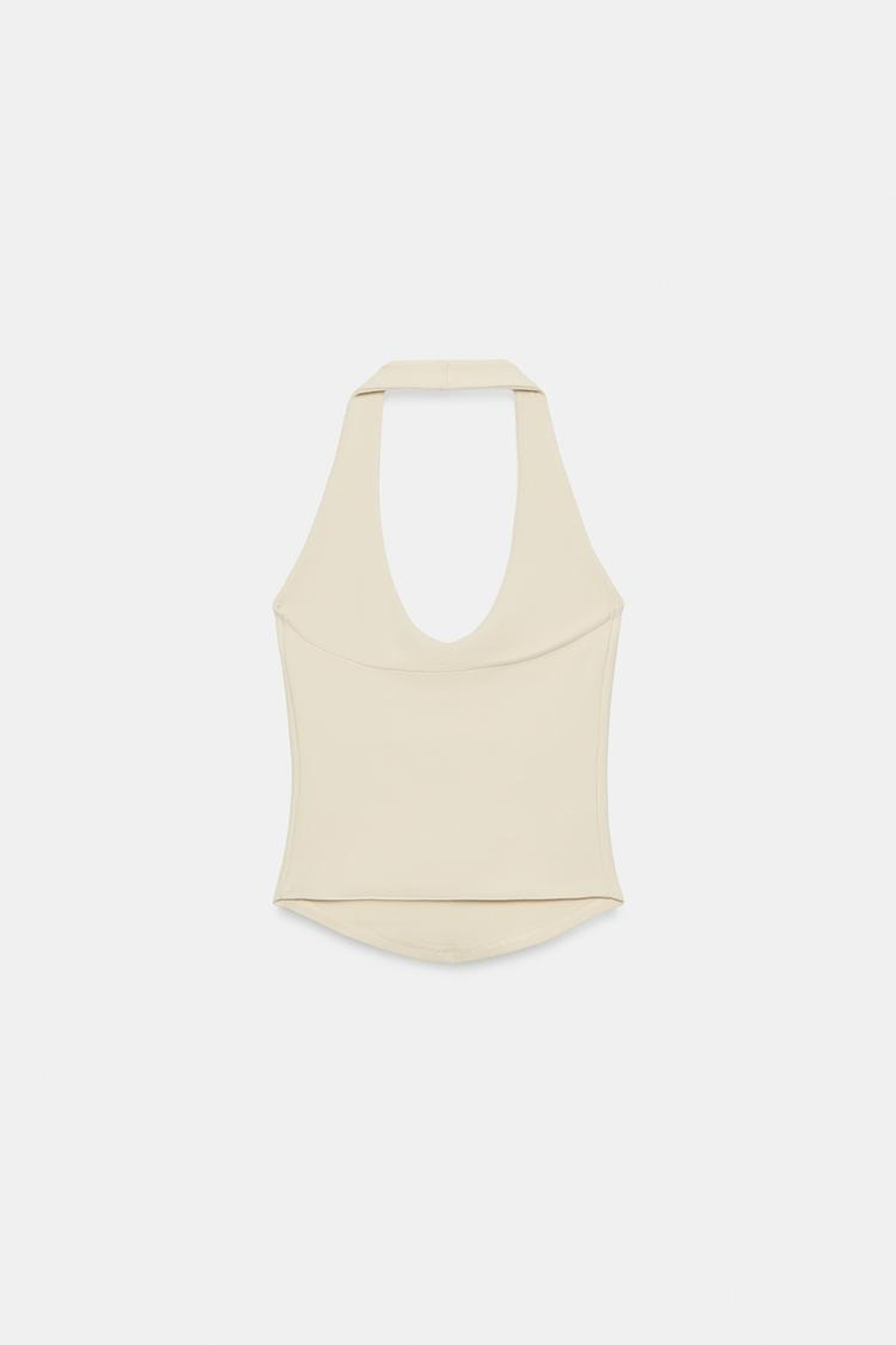 ZARA ТОП С ГОРЛОВИНОЙ ХАЛТЕР И ЗАКРУГЛЕННЫМ НИЗОМ, ЖЕЛТЫЙ