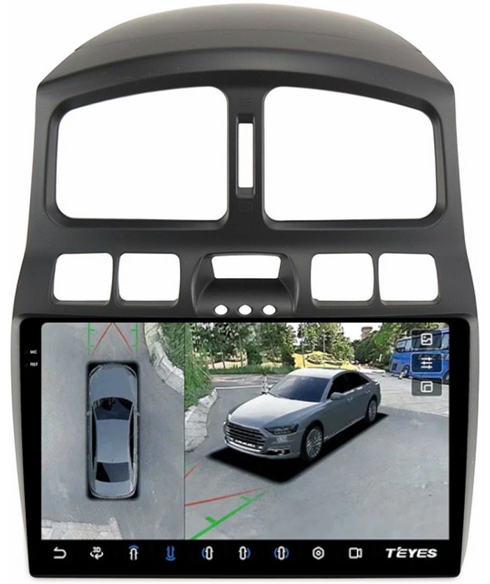 Магнитола для Hyundai Santa Fe 2000-2013 - Teyes CC3-2K-360 на Android 10, Быстрая, 2K QLED, CarPlay, 4G SIM-слот, 4 камеры в комплекте