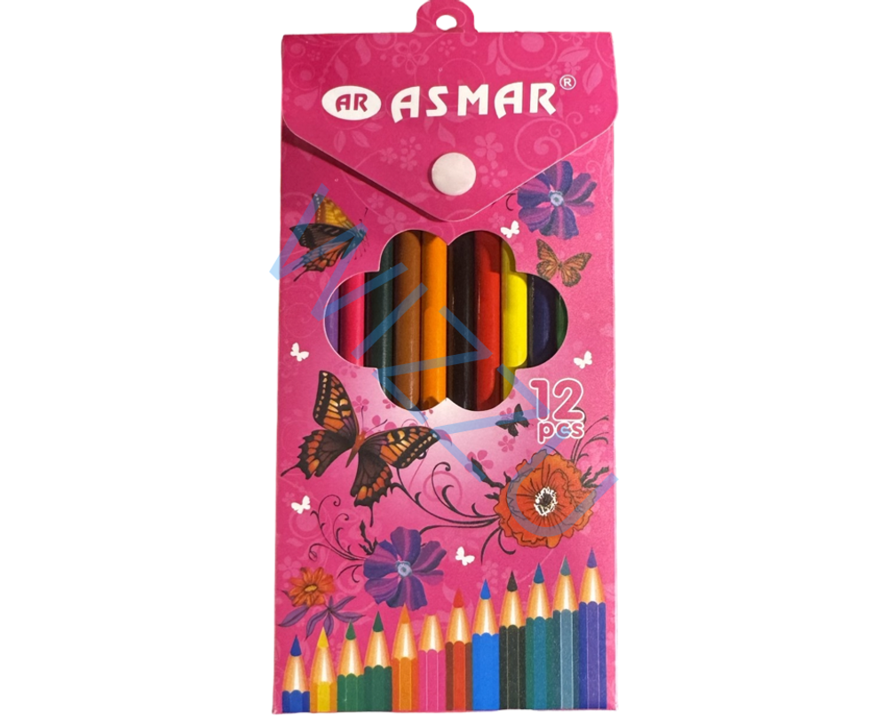 НАБОР ЦВЕТНЫХ КАРАНДАШЕЙ "ASMAR" В ПЛАСТИКОВОЙ УПАКОВКЕ НА КНОПКЕ 12цв AR-7712