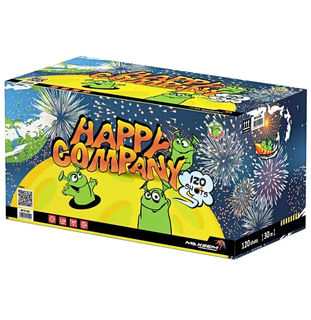 Батарея салютов Happy company (M12120) от Maxsem, 120 залпов, 30 мм