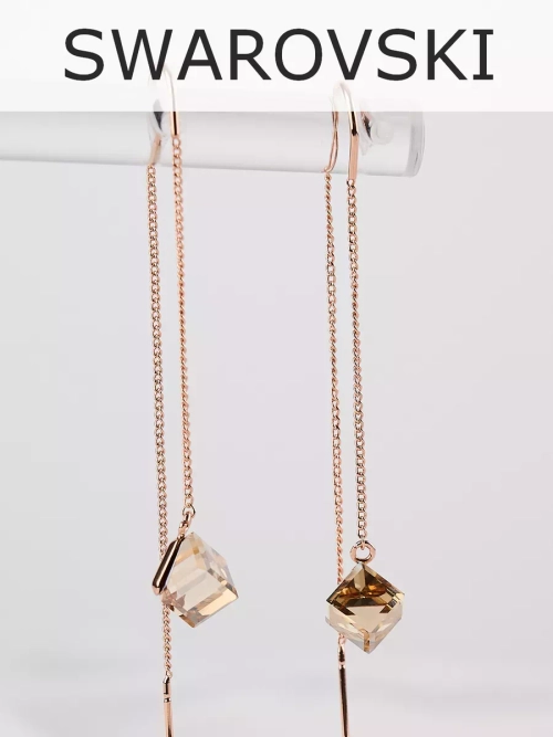 Серьги-протяжки Миражи с кристаллами Swarovski шампань
