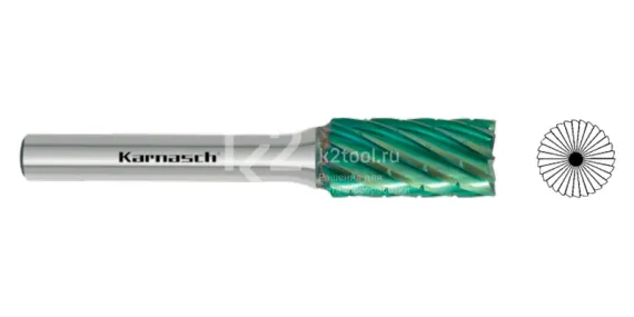 Борфреза твердосплавная Karnasch форма B, 6х18х6х50 мм, насечка HP-3 PRO, покрытие Green-Tec, арт. 11.6091-010