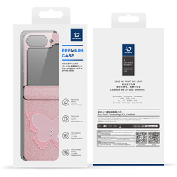Чехол розового цвета (Butterfly Edition) из искусственной кожи от Dux Ducis для Samsung Flip 7 FE (W25 Flip) и Flip 6, серия Luvy Series Case