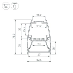 Профиль LINE-5075-U-HONEYCOMB-2000 BLACK (Arlight, Алюминий)