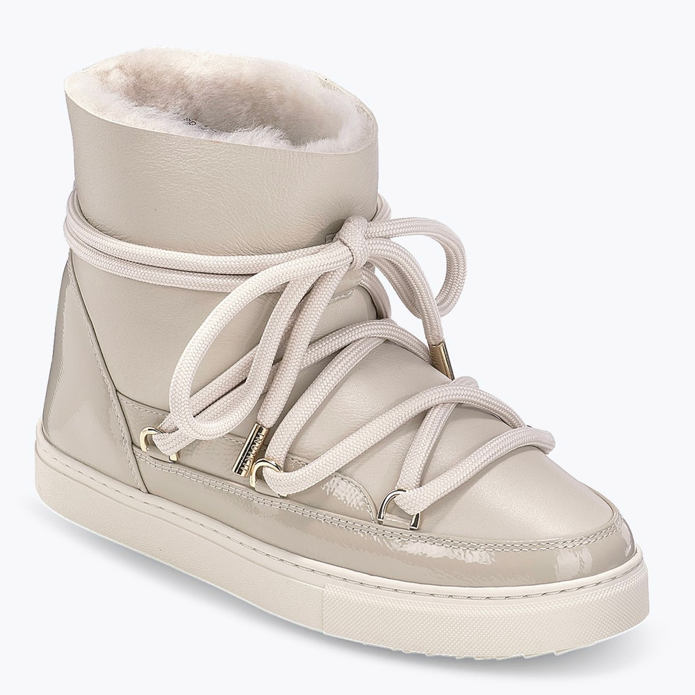 Высокие комбинированные кеды INUIKII Sneaker Gloss Cream на меху