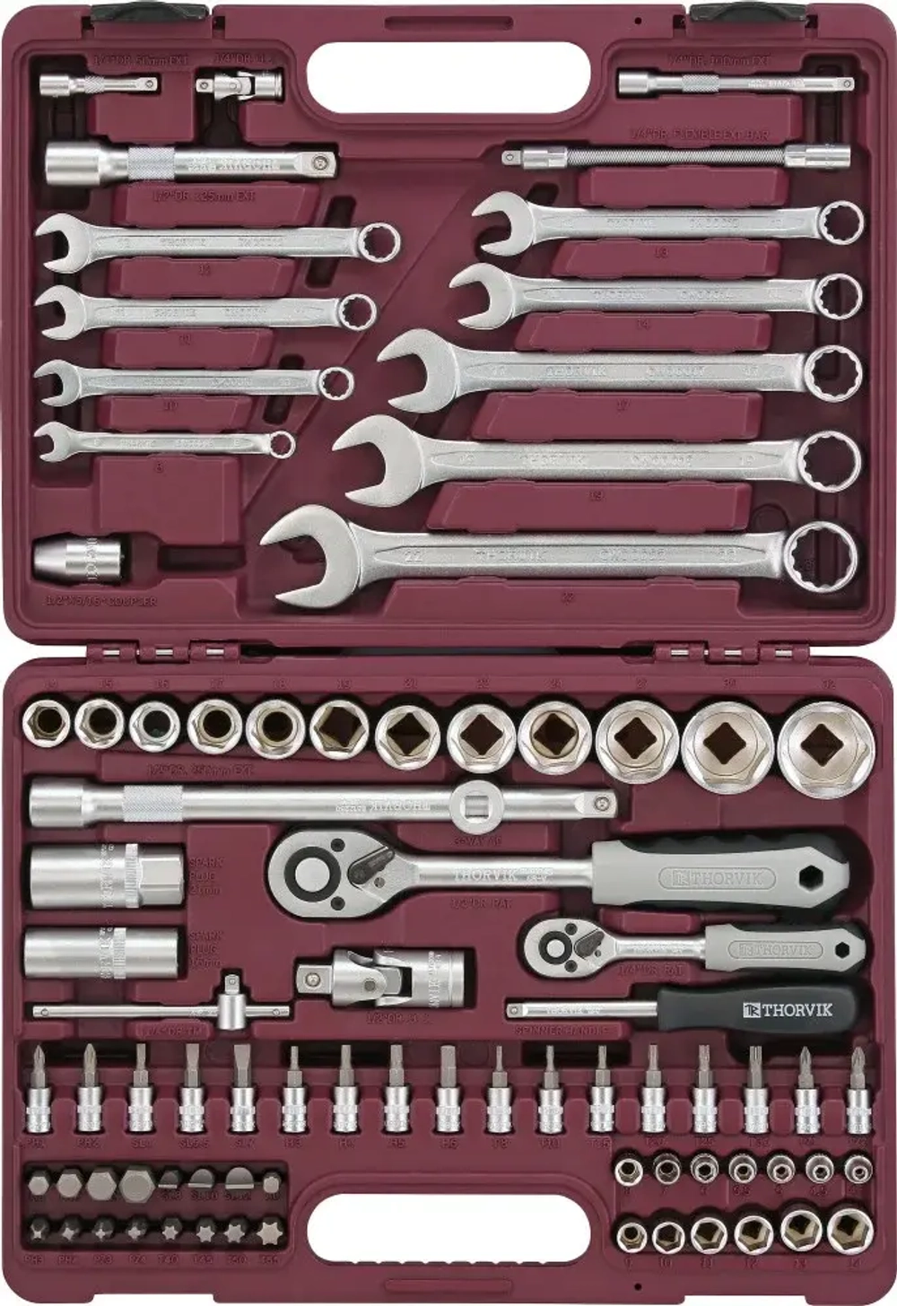 Thorvik UTS0082 Набор инструмента универсальный 1/4", 1/2"DR, 82 предмета