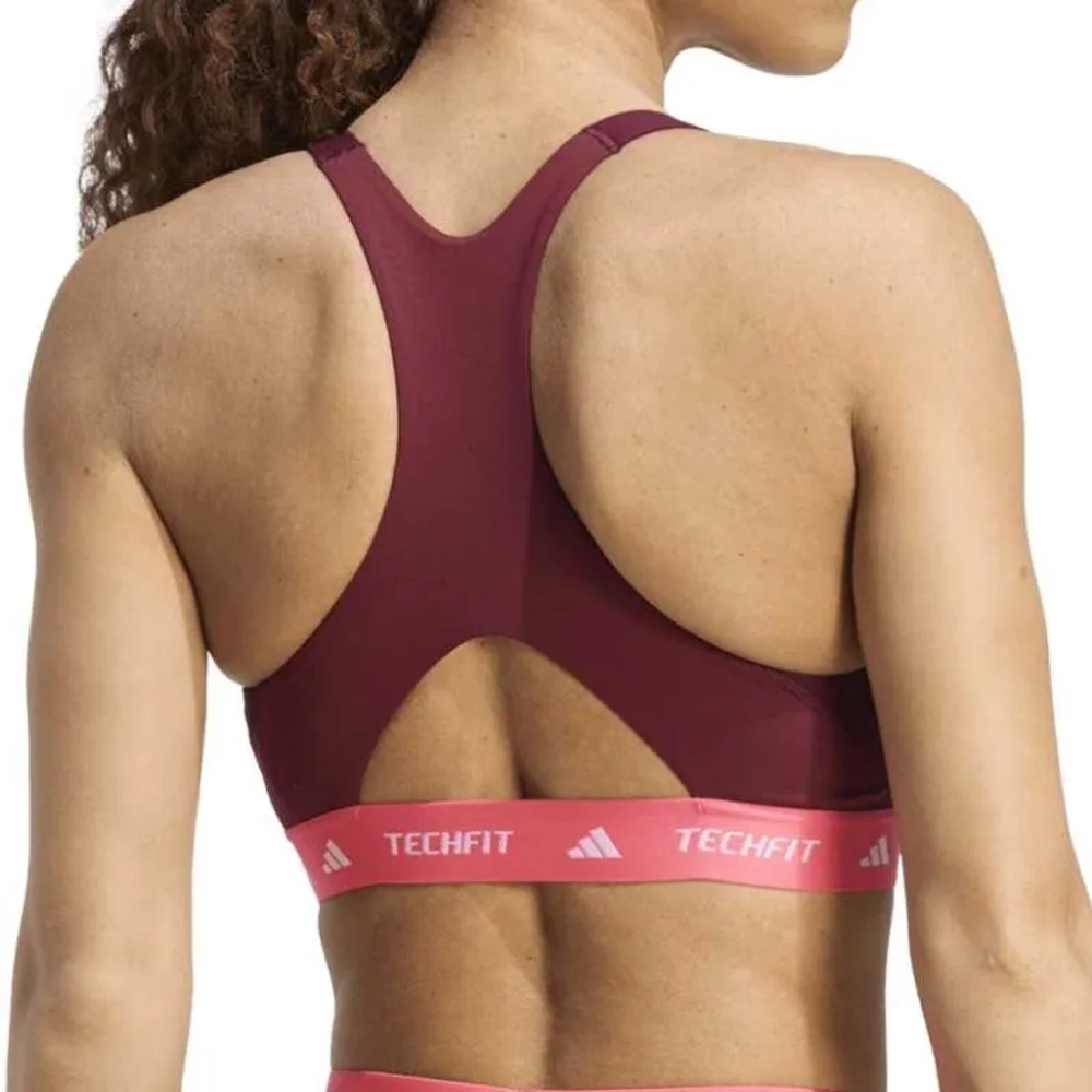 ТОП теннисный Adidas Techfit Workout Color Block Medium Support - maroon/red