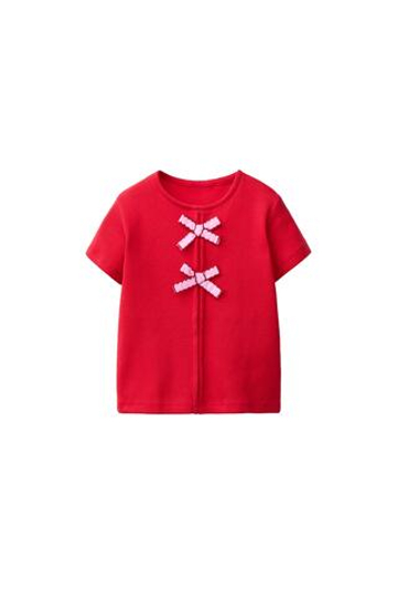 ZARA ТОП В РУБЧИК С БАНТАМИ, КРАСНЫЙ