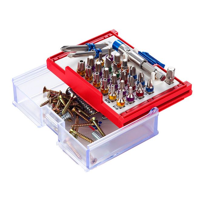 МАСТАК (058-11028C) Набор вставок (бит) 1/4", TORX, HEX, Pozidriv, Phillips, Slotted, 28 предметов