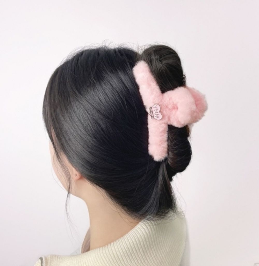 YNM Пушистый розовый краб для волос «Сладкая вата» Cotton Candy Hair Clip