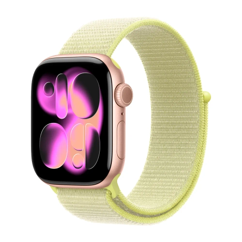 Умные часы Apple Watch Series 11 GPS, 42mm, Rose Gold Aluminium Case with Neon Yellow Sport Loop